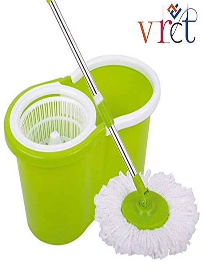 VRCT Spin Mop Wringer Bucket Set - for Home Kitchen Floor Cleaning - Wet/Dry Usage on Hardwood & Tile - Upgraded Self-Balanced Easy Press System with Washable Microfiber Mops Heads - Image 2